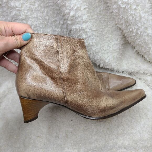 Navid O Nadia Vintage Tan Leather Pointed Toe Ankle Boots sz 39 - Picture 2 of 10